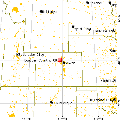 Boulder County, CO map from a distance
