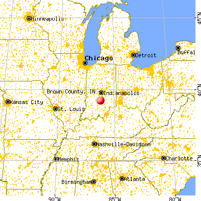 Brown County, IN map from a distance