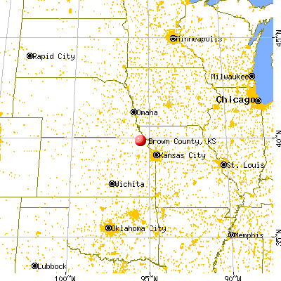 Brown County, KS map from a distance