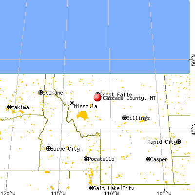 Cascade County, MT map from a distance