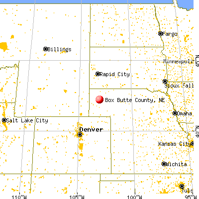Box Butte County, NE map from a distance