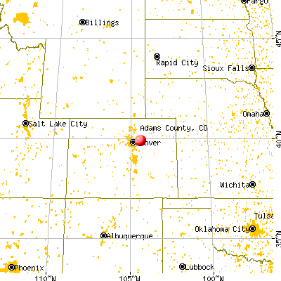 Adams County, CO map from a distance