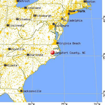 Beaufort County, NC map from a distance