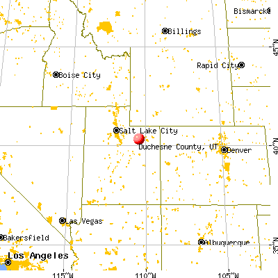 Duchesne County, UT map from a distance