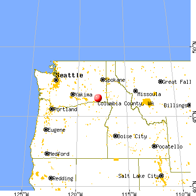 Columbia County, WA map from a distance