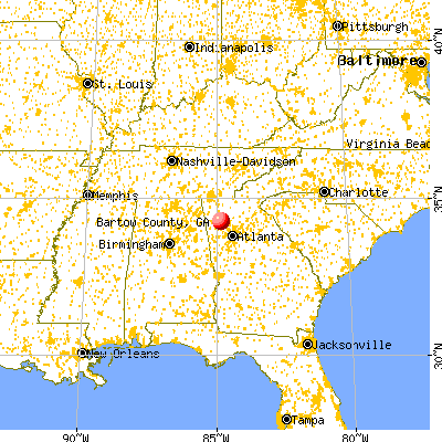 Bartow County, GA map from a distance