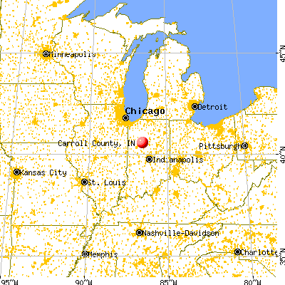 Carroll County, IN map from a distance