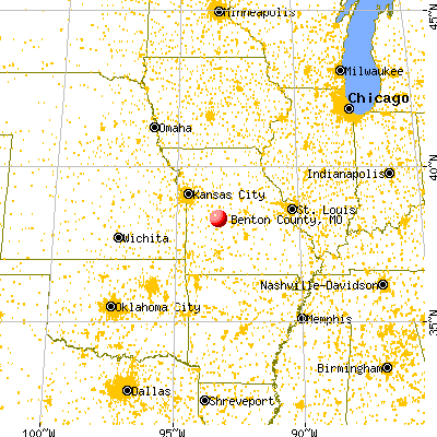 Benton County, MO map from a distance