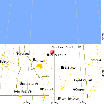Chouteau County, MT map from a distance