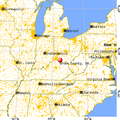 Brown County, OH map from a distance