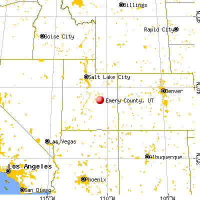 Emery County, UT map from a distance