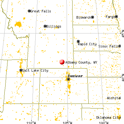 Albany County, WY map from a distance