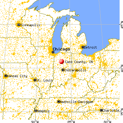 Cass County, IN map from a distance