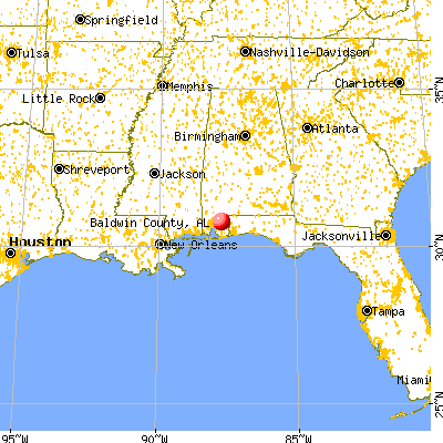 Baldwin County, AL map from a distance