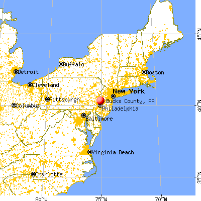 Bucks County, PA map from a distance