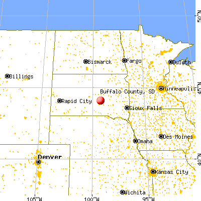 Buffalo County, SD map from a distance