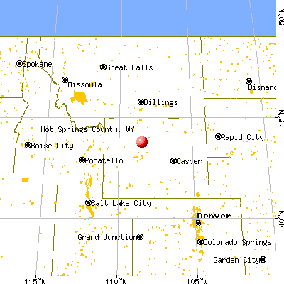 Hot Springs County, WY map from a distance
