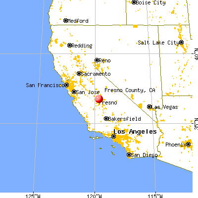 Fresno County, CA map from a distance