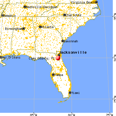 Clay County, FL map from a distance