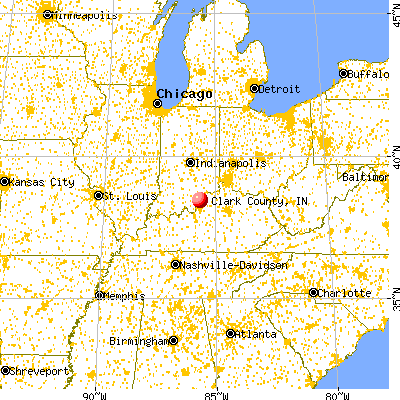 Clark County, IN map from a distance