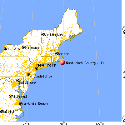 Nantucket County, MA map from a distance