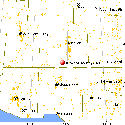 Alamosa County, CO map from a distance