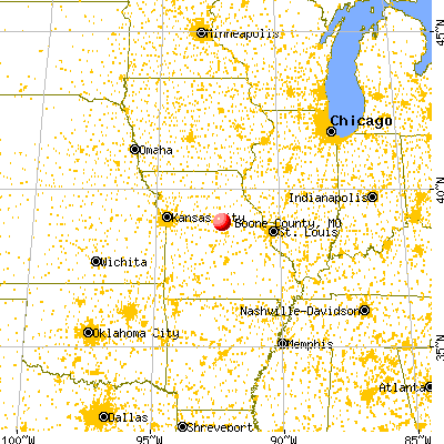 Boone County, MO map from a distance