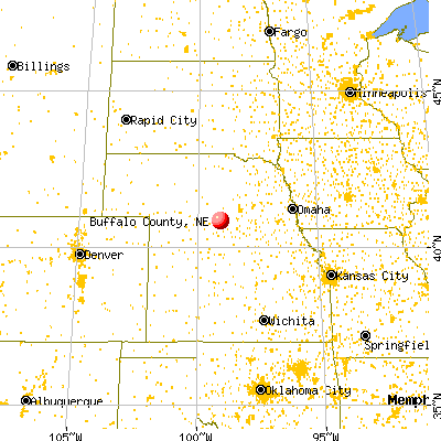 Buffalo County, NE map from a distance