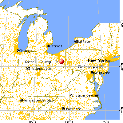 Carroll County, OH map from a distance