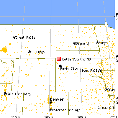 Butte County, SD map from a distance