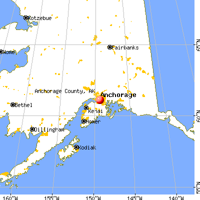 Anchorage Municipality, AK map from a distance