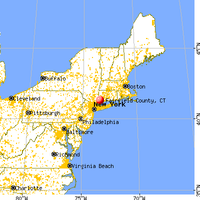 Fairfield County, CT map from a distance