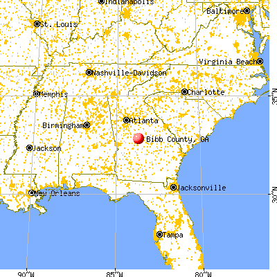 Bibb County, GA map from a distance