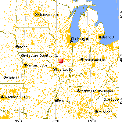 Christian County, IL map from a distance