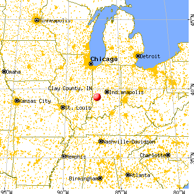 Clay County, IN map from a distance