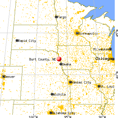 Burt County, NE map from a distance