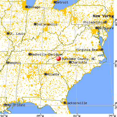 Buncombe County, NC map from a distance