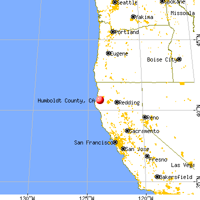 Humboldt County, CA map from a distance