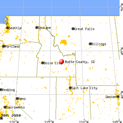 Butte County, ID map from a distance