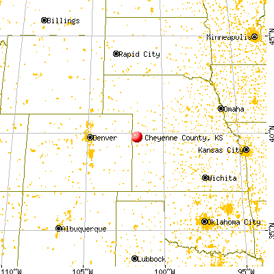 Cheyenne County, KS map from a distance