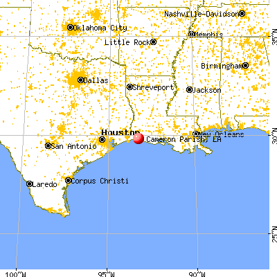 Cameron Parish, LA map from a distance