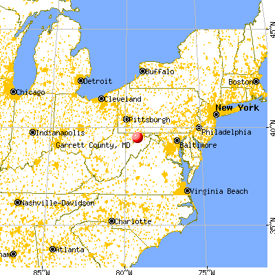 Garrett County, MD map from a distance