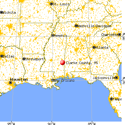 Clarke County, MS map from a distance