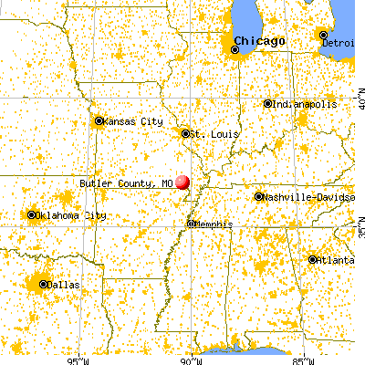 Butler County, MO map from a distance