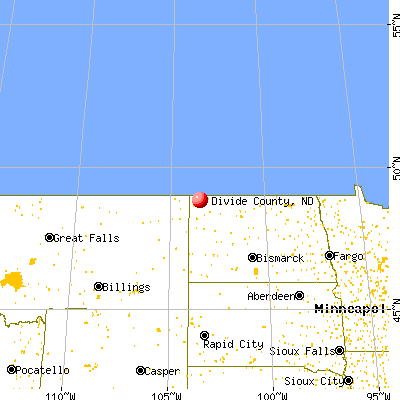 Divide County, ND map from a distance