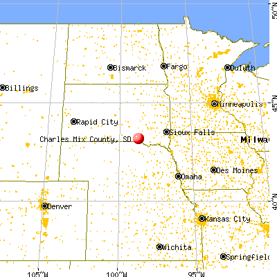 Charles Mix County, SD map from a distance