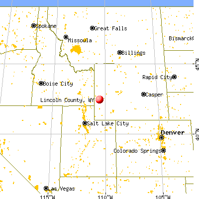 Lincoln County, WY map from a distance