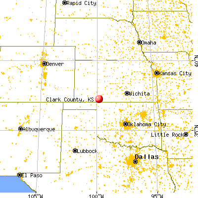 Clark County, KS map from a distance