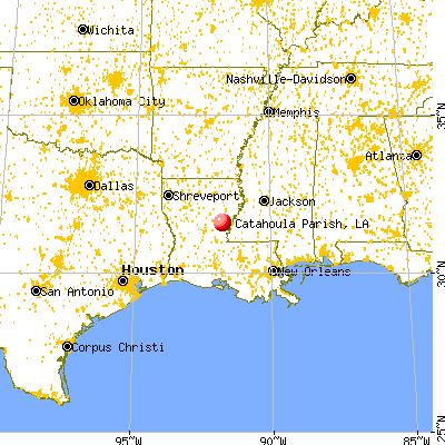 Catahoula Parish, LA map from a distance