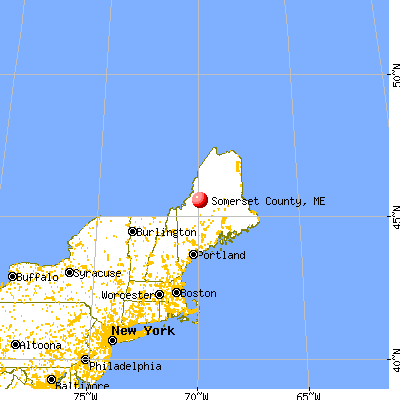 Somerset County, ME map from a distance
